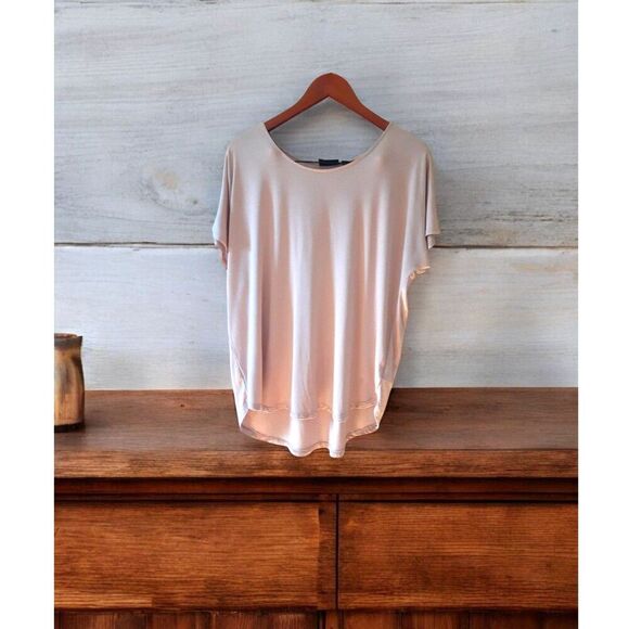 Adrienne Vittadini Beige Blouse Size XL Scoop Neck Short Sleeves - Picture 1 of 6